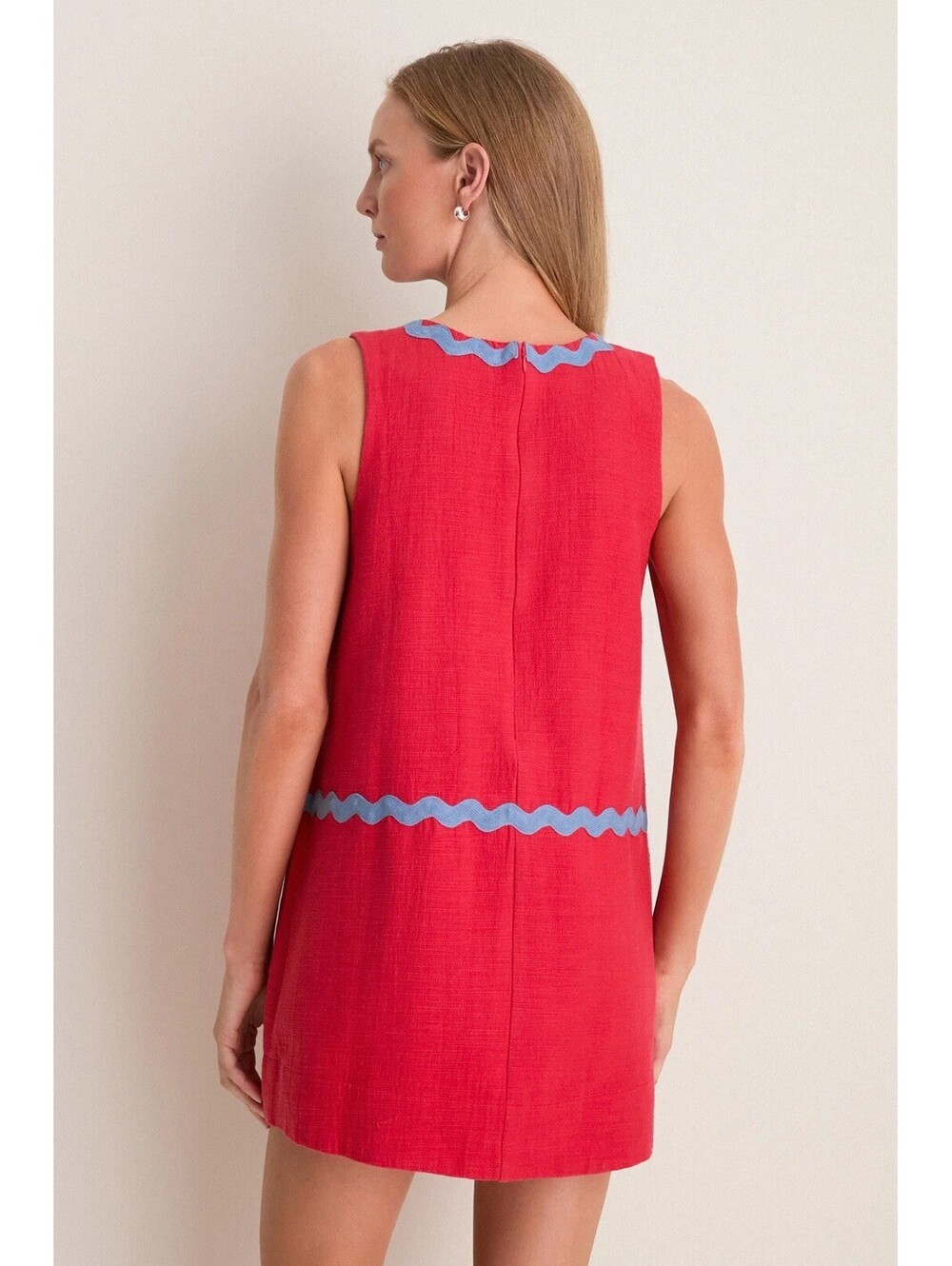 XXXL Tuckernuck Cherry Ric Rac Corby Shift Dress In Rococco Red - Picture 5 of 11
